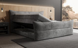 Boxspringbett Elea Cord in Grau (Poso 060) – Stauraum geöffnet seitlich