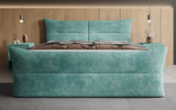 Boxspringbett Elea Cord in Petrol (Poso 125) – Milieu frontal