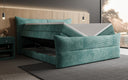 Boxspringbett Elea Cord in Petrol (Poso 125) – Stauraum geöffnet