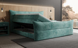 Boxspringbett Elea Cord in Petrol (Poso 125) – Stauraum geöffnet seitlich