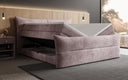 Boxspringbett Elea Cord in Mauve (Poso 130) – Stauraum geöffnet