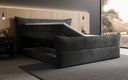 Boxspringbett Elea Cord in Schwarz (Poso 135) – Stauraum geöffnet seitlich