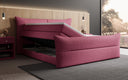 Boxspringbett Elea Leinen-Optik in Bordeaux (Beverly 14) – Stauraum geöffnet seitlich