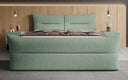 Boxspringbett Elea Leinen-Optik in Grün (Beverly 17) – Milieu frontal