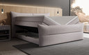 Boxspringbett Elea Leinen-Optik in Hellgrau (Beverly 24) – Stauraum geöffnet