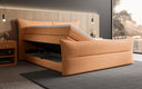 Boxspringbett Elea Leinen-Optik in Amber (Beverly 7) – Stauraum geöffnet seitlich