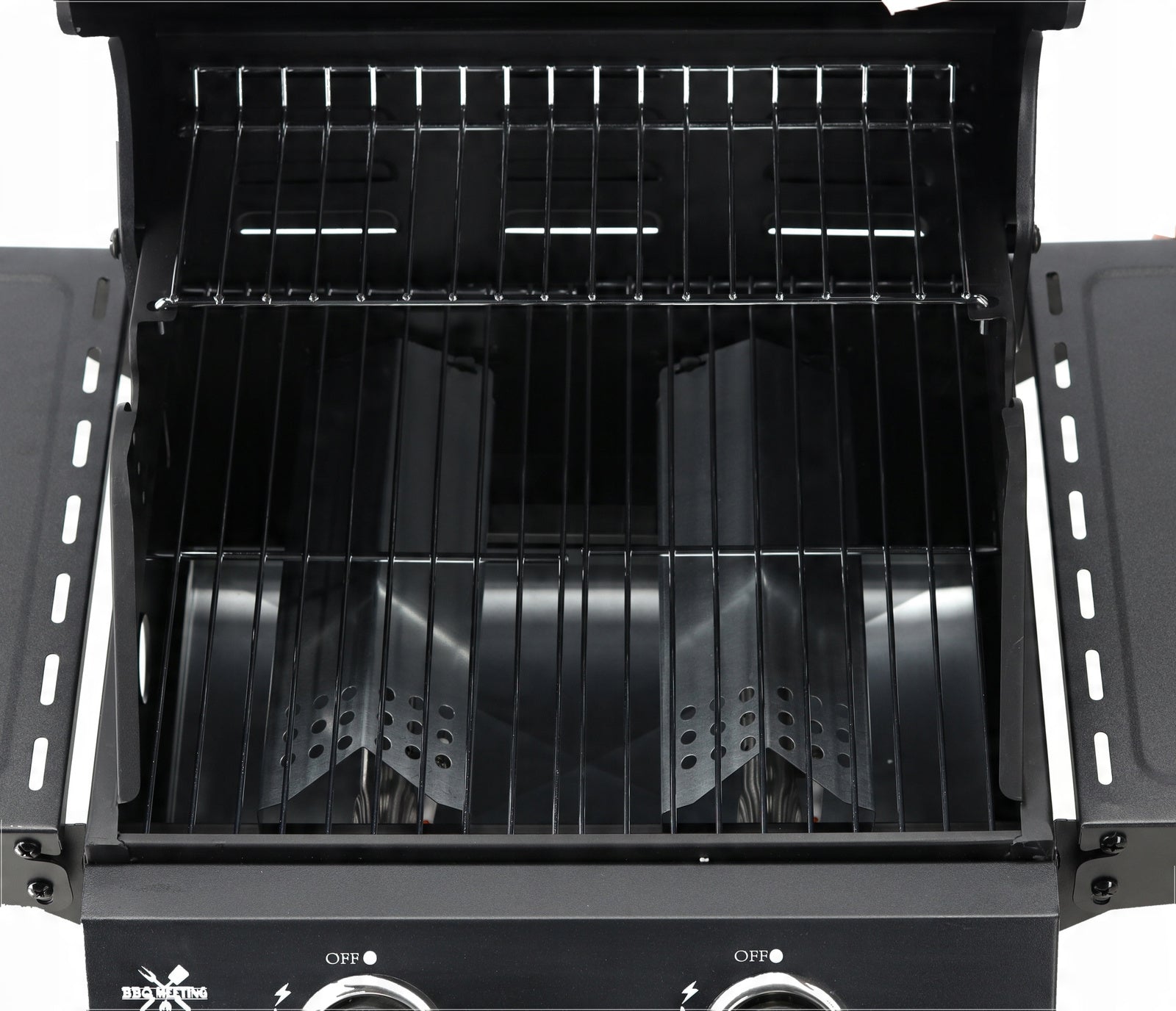 Gasgrill BarbecuePro – 2-Brenner Grillwägelchen mat Thermometer & zousammeklappbare Säitetësch