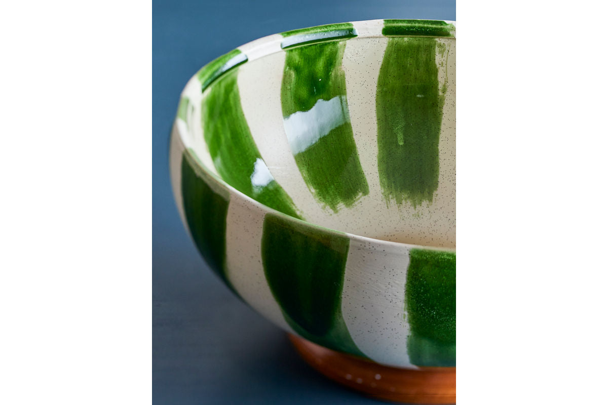 Bowl Amara – hand-painted stoneware with striped pattern