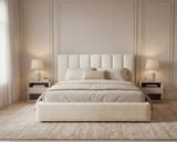 Designer Polsterbett Fano in Samt mit Stauraum – Beige