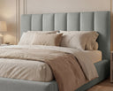 Designer Polsterbett Fano in Samt mit Stauraum – Grau