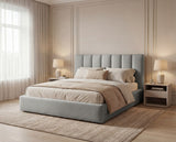 Designer Polsterbett Fano in Samt mit Stauraum – Grau