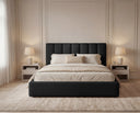 Designer Polsterbett Fano in Samt mit Stauraum – Schwarz