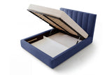Designer Polsterbett Fano in Samt mit Stauraum – Blau