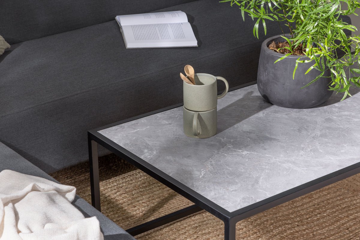 Ensemble lounge de jardin Kreta – avec tissu déperlant et table, résistant aux UV