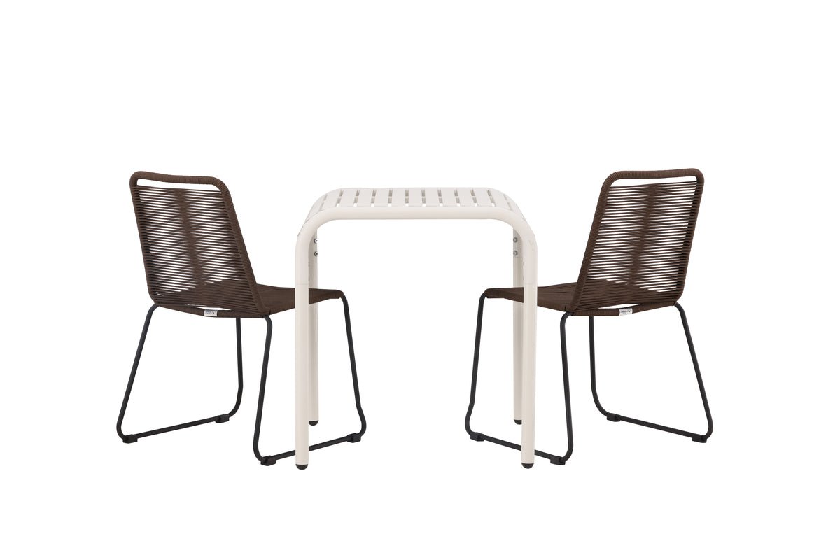 Ensemble de mobilier de jardin Novel – ensemble de jardin 3 pièces avec chaises marron