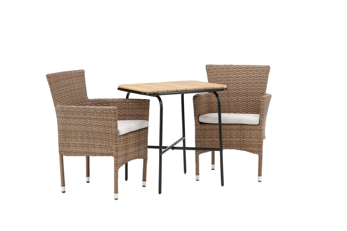 Ensemble de mobilier de jardin Rieva – ensemble de jardin 3 pièces avec table en acacia et acier