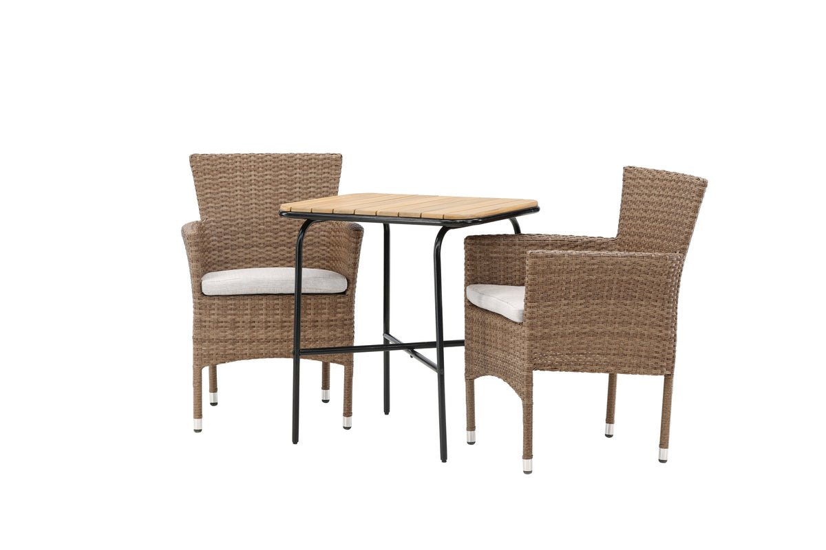 Ensemble de mobilier de jardin Rieva – ensemble de jardin 3 pièces avec table en acacia et acier