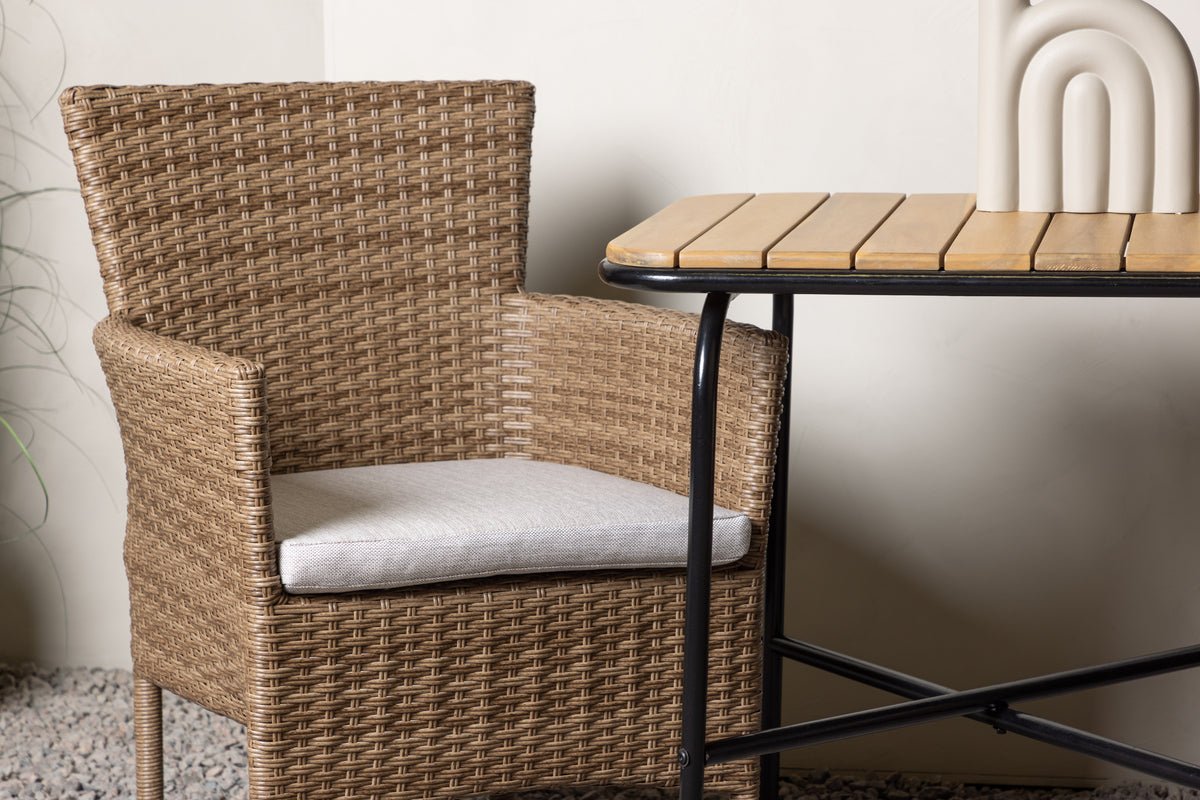 Ensemble de mobilier de jardin Rieva – ensemble de jardin 3 pièces avec table en acacia et acier