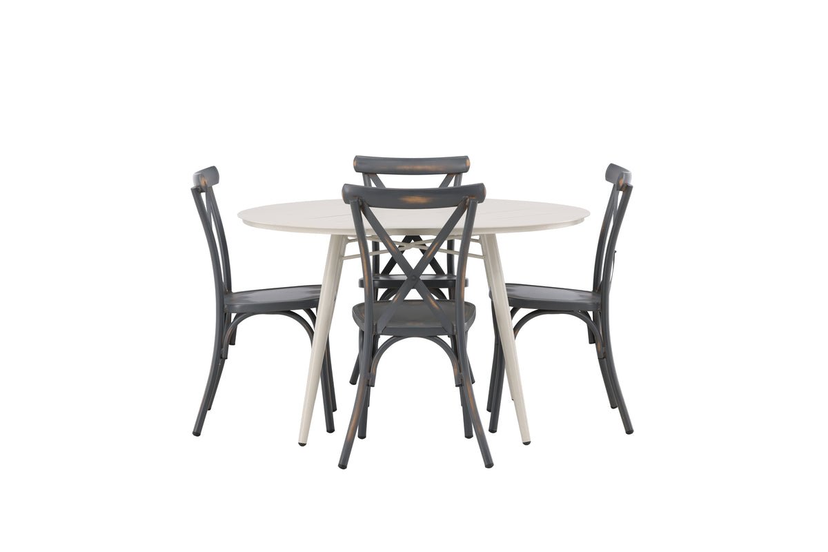 Gartesstëmm Jonny – 5-deelent Gartemöbel-Set mat ronnem Dësch aus Aluminium