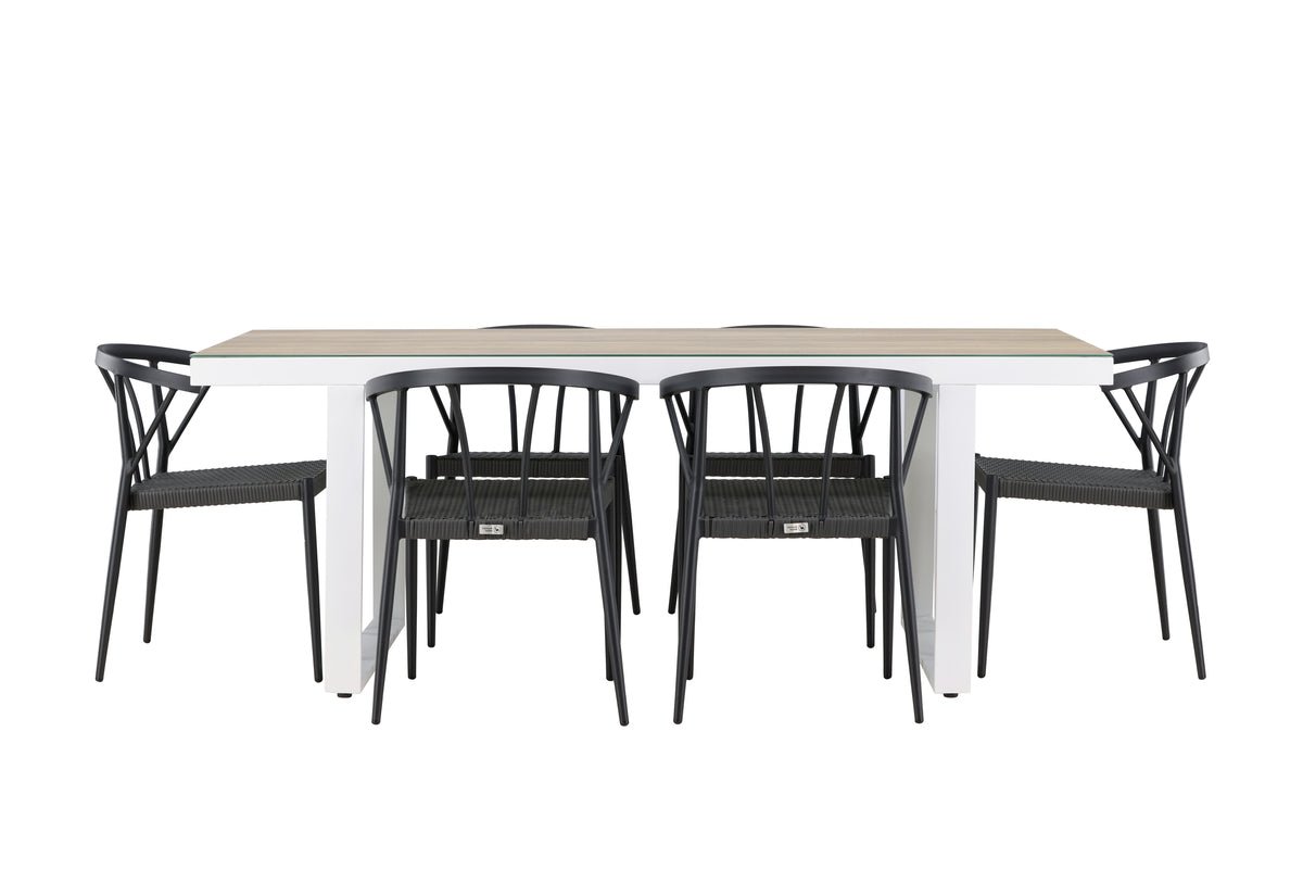 Toril Garden Dining Set – 7-piece Garden Furniture Set in Black/White