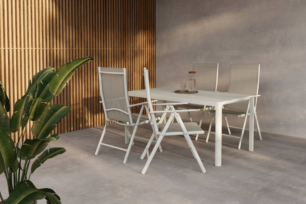 Ensemble repas de jardin Marlon – ensemble de mobilier de jardin 5 ou 7 pièces en Beige