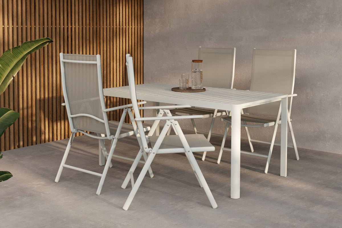Ensemble repas de jardin Marlon – ensemble de mobilier de jardin 5 ou 7 pièces en Beige