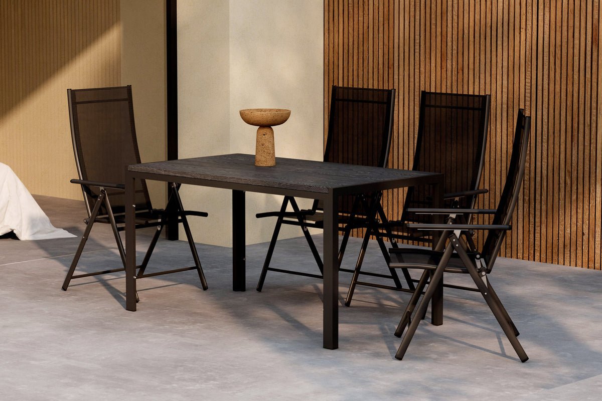 Gartesessiounsgrupp Lorette – 5-deelent Gartemöbel-Set a Schwaarz oder Béis