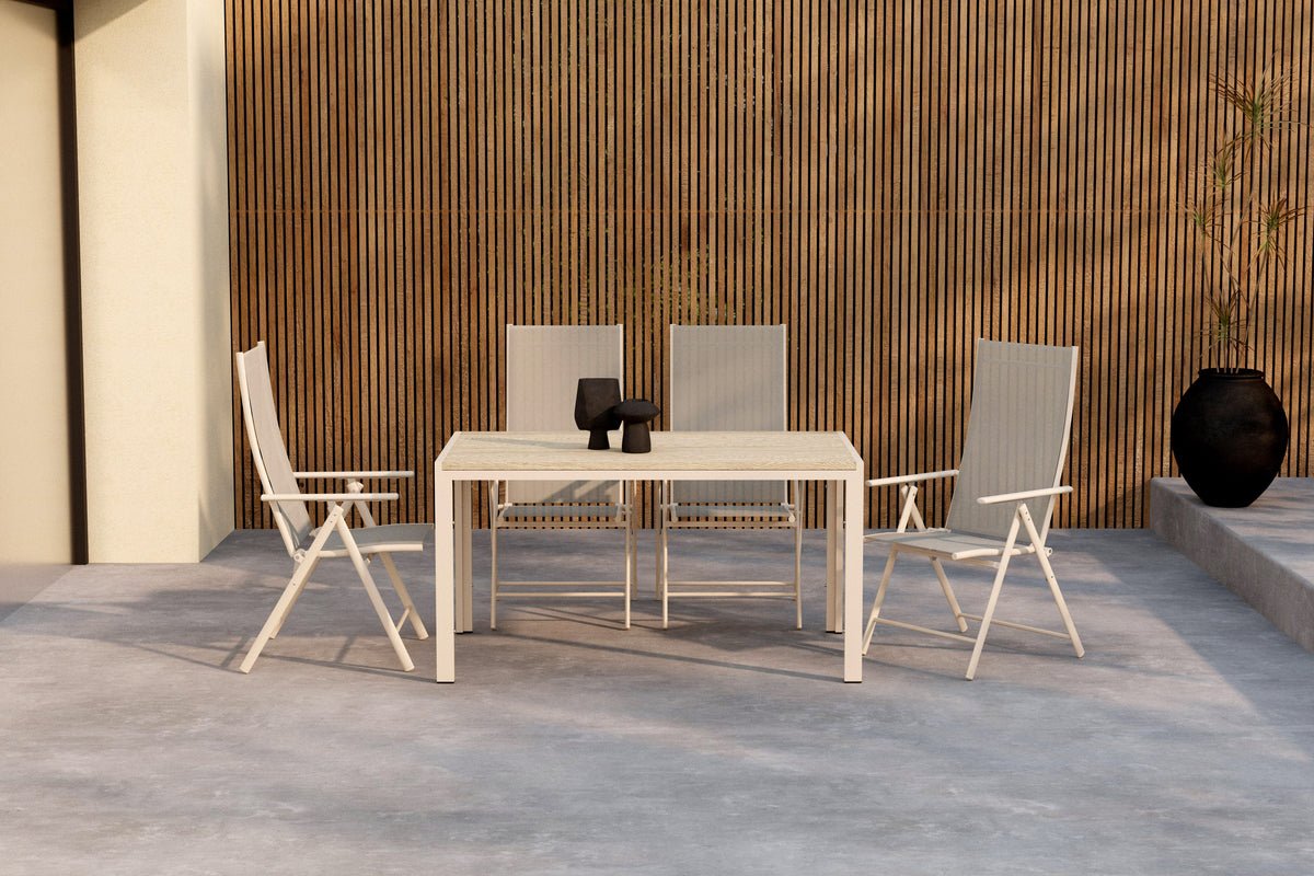 Gartesessiounsgrupp Lorette – 5-deelent Gartemöbel-Set a Schwaarz oder Béis