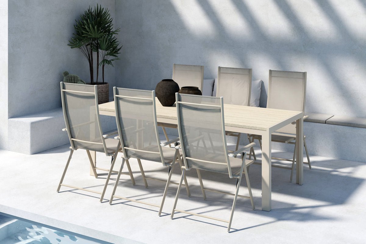 Ensemble de repas de jardin Forma – ensemble de mobilier de jardin 7 pièces en Beige ou Noir
