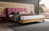 Boxspringbett Levio Leinen-Optik in Bordeaux (Beverly 14) – Milieu seitlich