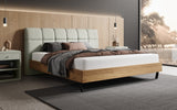 Boxspringbett Levio Leinen-Optik in Salbei (Beverly 15) – Milieu seitlich