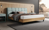 Boxspringbett Levio Leinen-Optik in Vintage Blau (Beverly 16) – Milieu seitlich