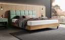 Boxspringbett Levio Leinen-Optik in Grün (Beverly 17) – Milieu seitlich