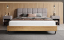 Boxspringbett Levio Leinen-Optik in Hellgrau (Beverly 24) – Milieu frontal