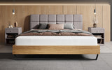 Boxspringbett Levio Leinen-Optik in Hellgrau (Beverly 24) – Milieu frontal