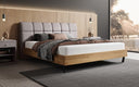 Boxspringbett Levio Leinen-Optik in Hellgrau (Beverly 24) – Milieu seitlich