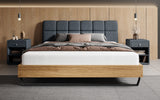 Boxspringbett Levio Leinen-Optik in Anthrazit (Beverly 25) – Milieu frontal