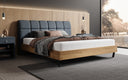 Boxspringbett Levio Leinen-Optik in Anthrazit (Beverly 25) – Milieu seitlich