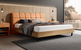Boxspringbett Levio Leinen-Optik in Amber (Beverly 7) – Milieu seitlich