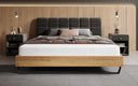 Boxspringbett Levio Strukturstoff in Schwarz (Raven 18) – Milieu frontal