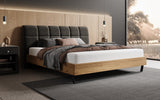 Boxspringbett Levio Strukturstoff in Schwarz (Raven 18) – Milieu seitlich
