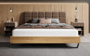 Boxspringbett Levio Strukturstoff in Braun (Raven 45) – Milieu frontal