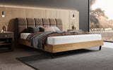 Boxspringbett Levio Strukturstoff in Braun (Raven 45) – Milieu seitlich
