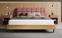 Boxspringbett Levio Strukturstoff in Bordeaux (Raven 59) – Milieu frontal