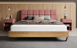 Boxspringbett Levio Strukturstoff in Bordeaux (Raven 59) – Milieu frontal
