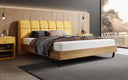 Boxspringbett Levio Strukturstoff in Safran (Raven 66) – Milieu seitlich