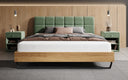 Boxspringbett Levio Strukturstoff in Grün (Raven 77) – Milieu frontal