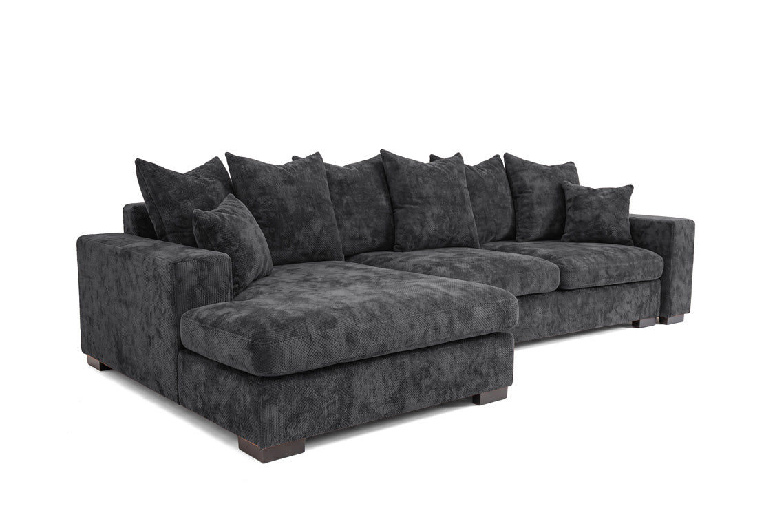 Canapé design Selena L avec fonction couchage en tissu structuré