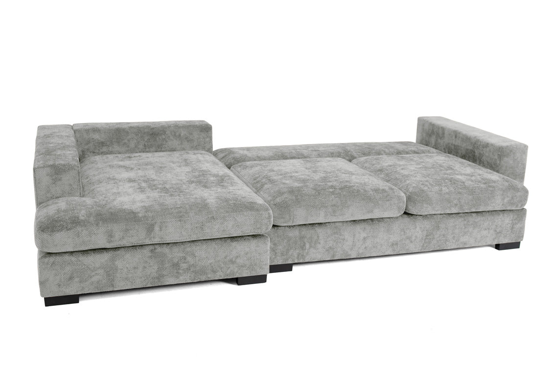 Canapé design Selena L avec fonction couchage en tissu structuré