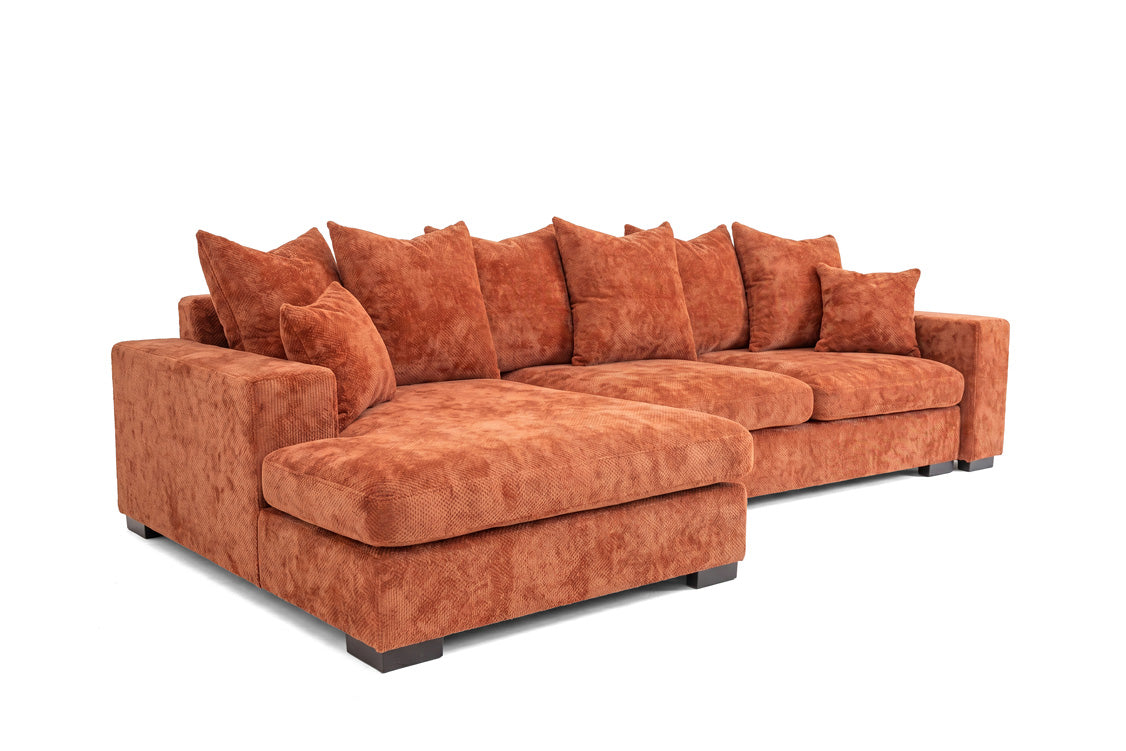Canapé design Selena L avec fonction couchage en tissu structuré